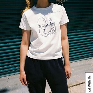 Brandy Melville White tshirt  with Cute Graphic